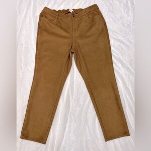 J. Jill faux suede chestnut, brown Elastic Waistband Pants 18